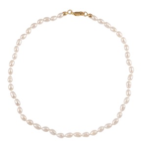 Oval Pearl Necklace with 925 Gold-plated Silver Clasp