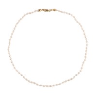 Rice Pearl Necklace with 925 Gold-plated Silver Clasp