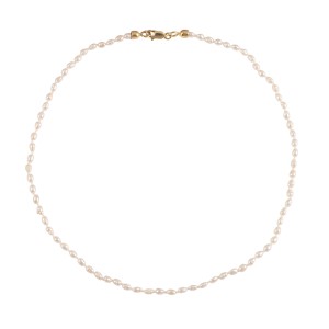 Rice Pearl Necklace with 925 Gold-plated Silver Clasp