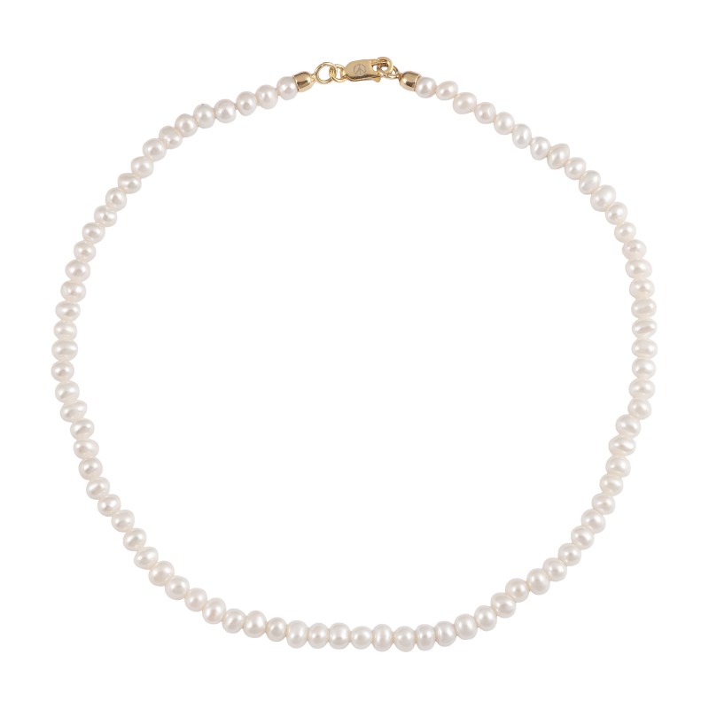 Button Pearl Necklace with 925 Gold-plated Silver Clasp
