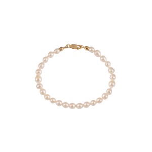 Oval Pearl Bracelet with 925 Gold-plated Silver Clasp