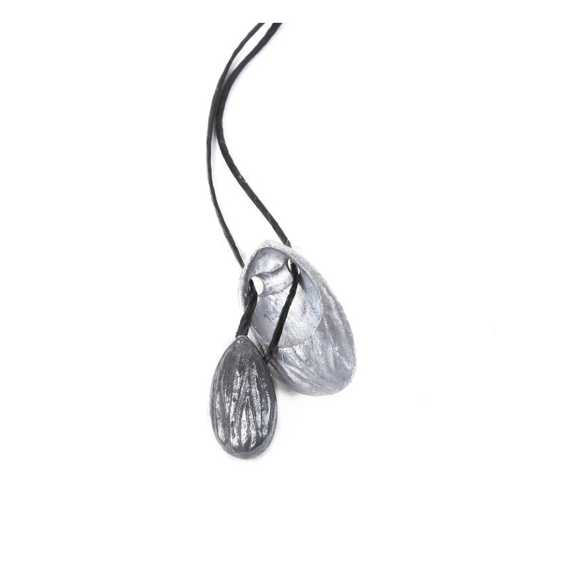 Double Mygdala Pendant Silver on Black Finish 