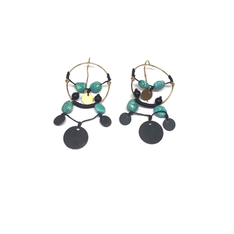 Gold k10 Earrings with oxidized Silver 925 flouria 