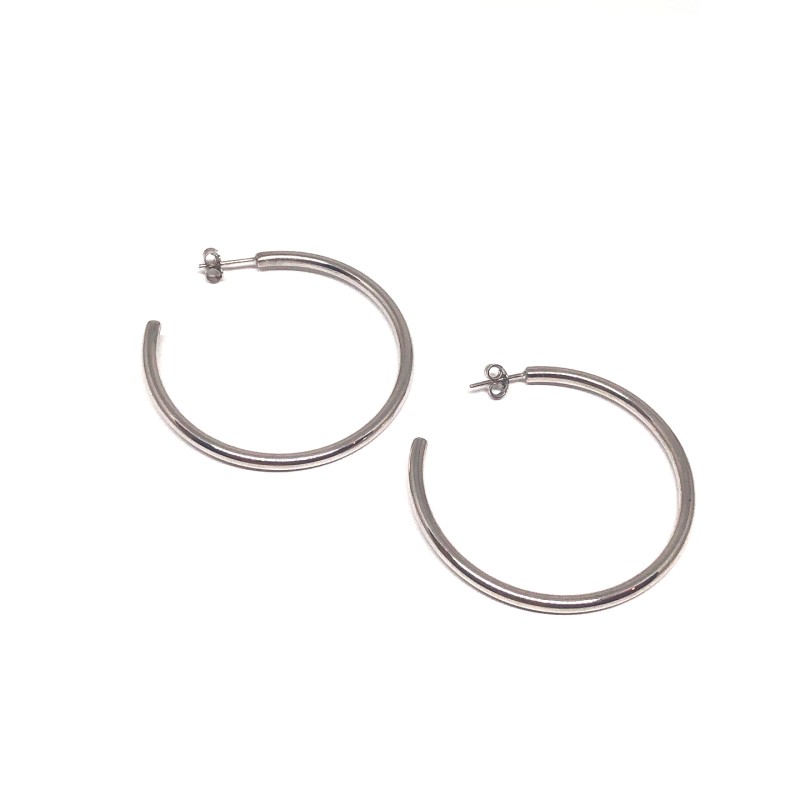 whitegold plated 925 earrings hoops  4.9cm  whitegold plated 925 earrings hoops  4.9cm