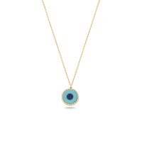  Evil Eye Necklace Gold K14 With Diamonds & Gold Chain