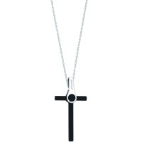 18k white gold cross with black ebony
