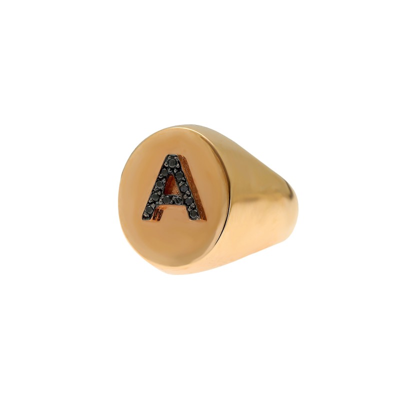 Δαχτυλίδι Κ18 με μονόγραμμα από μαύρα διαμάντια Δαχτυλίδι Κ18 με μονόγραμμα από μαύρα διαμάντια