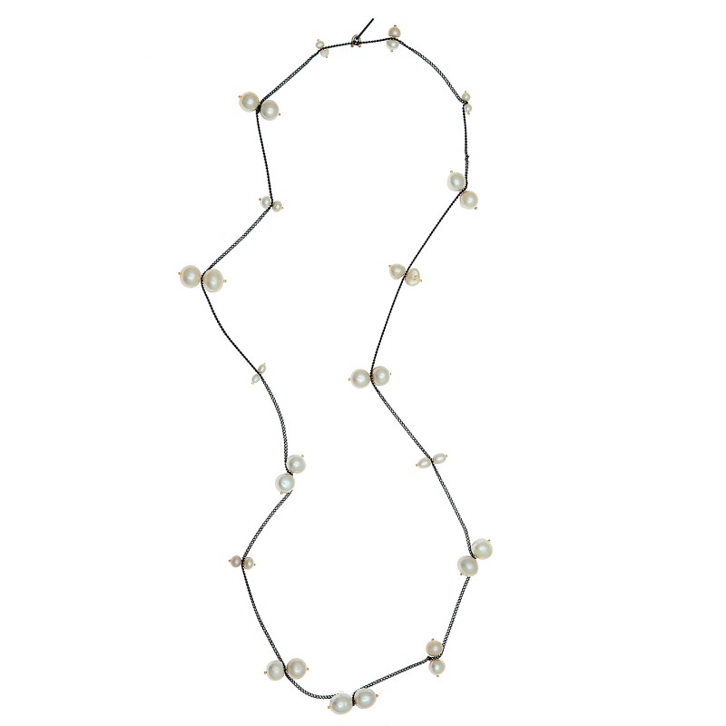 Μαύρη αλυσίδα 925  με pearls 