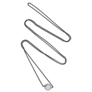 Λεπτή αλυσίδα 925 μαυρισμένη με baroque pearl