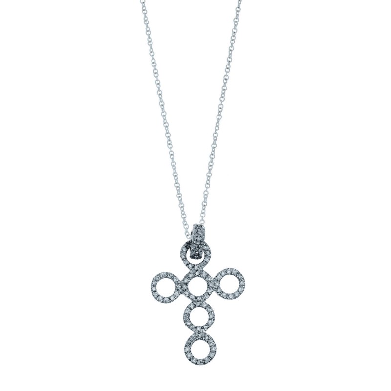 Σταυρός 14 καρατίων σειρέ με brown διαμάντια 0,27ct