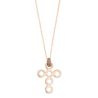 14k Pink Gold Cross Set with Diamonds